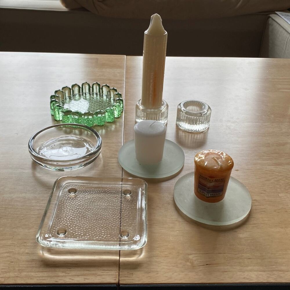 Set of candles and holders